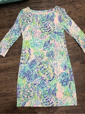 Lilly Pulitzer Pastel Floral Long Sleeve Shift Dress